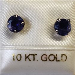 12) 10K YELLOW GOLD IOLITE EARRINGS