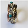 Image 3 : 15) MULTI-TONED STERLING SILVER TURQUOISE RING
