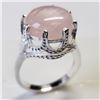 Image 1 : 20) STERLING SILVER ROSE QUARTZ RING