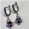 Image 1 : 22) STERLING SILVER AMETHYST EARRINGS