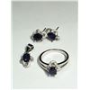 Image 1 : 35) STERLING SILVER SAPPHIRE & CZ 4PC SET
