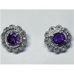 42) STERLING SILVER AMETHYST EARRINGS
