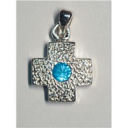 44) STERLING SILVER CUBIC ZIRCONIA PENDANT