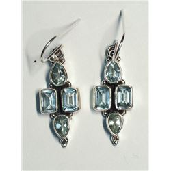 46) STERLING SILVER BLUE TOPAZ EARRINGS