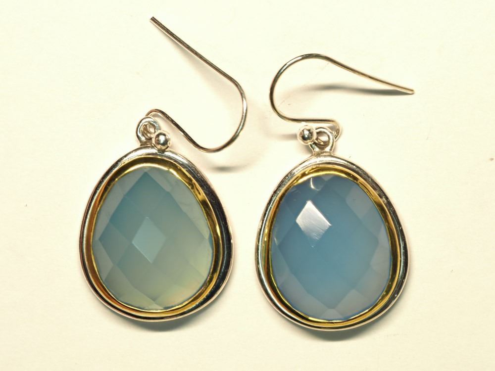 65) STERLING SILVER CHALCEDONY EARRINGS