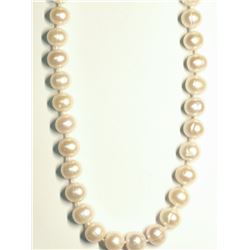 74) STERLING SILVER CLASP PEARL NECKLACE