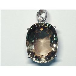 76) STERLING SILVER SMOKEY QUARTZ PENDANT