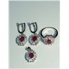 Image 1 : 78) 4PC STERLING SILVER RUBY & CZ SET