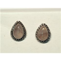 84) STERLING SILVER ROSE QUARTZ EARRINGS