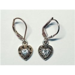 91) STERLING SILVER CZ & MARCASITE EARRINGS