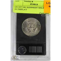 US 1977 BU KENNEDY HALF DOLLAR IN DISPLAY