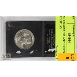 1981 US SUSAN B ANTHONY $1 COIN IN DISPLAY