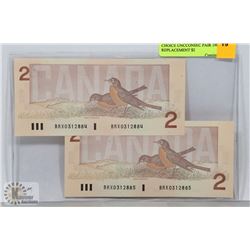 CHOICE UNC CONSEC PAIR 1986 BRX REPLACEMENT $2