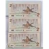 Image 1 : LOT OF 3 CANADIAN 1986 UNC CONSECUTIVE $2 ROBIN