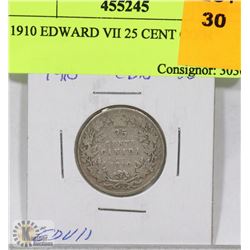 1910 CANADIAN EDWARD VII 25 CENT COIN