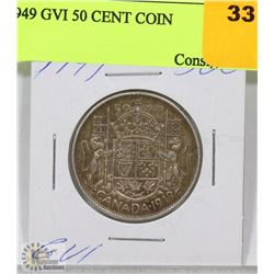 1949 CANADIAN GVI 50 CENT COIN