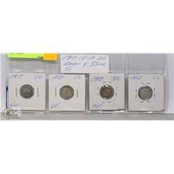 1917-18-19-20 CANADIAN GV SILVER 5 CENT COINS