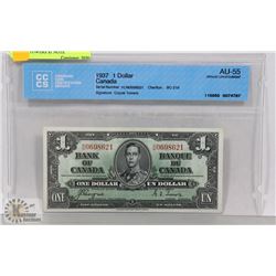 CERTIFIED AU55 1937 COYNE/TOWERS $1 NOTE