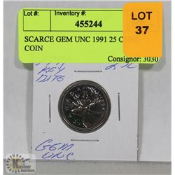 GEM UNC 1994 CANADIAN 25 CENT COIN