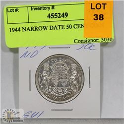 1944 CANADIAN NARROW DATE 50 CENT COIN