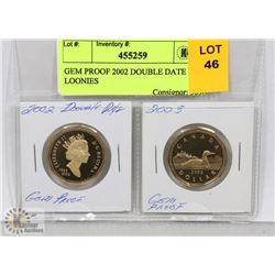 GEM PROOF 2002 CANADIAN DOUBLE DATE 2003 LOONIES
