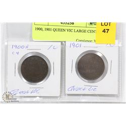 1900, 1901 CANADIAN QUEEN VIC LARGE CENTS