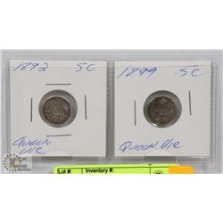 1892, 1899 CANADIAN QUEEN VIC 5 CENT COIN