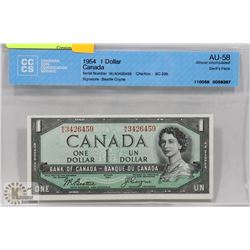 CERTIFIED AU58 1954 DEVILS FACE $1 BILL