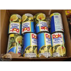 LARGE BOX OF DOLE 100% UNSWEETENED PINEAPPLE JUICE
