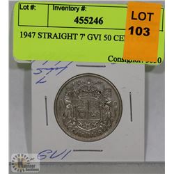 1947 STRAIGHT 7' GVI 50 CENT COIN
