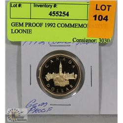 GEM PROOF 1992 COMMEMORATIVE LOONIE