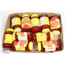 FLAT OF BUENAS RED COCONUT GEL IN SYRUP.