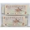 Image 1 : LOT OF CANADIAN 1986 $2 BANKNOTES.