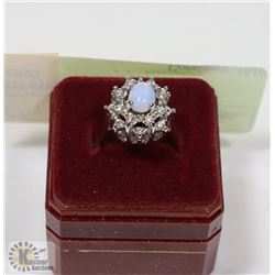 925 STERLING SILVER FIRE OPAL RING.