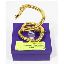 SERPENT BANGLE BRACELET GOLD TONES, BLACK