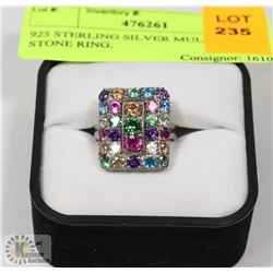 925 STERLING SILVER MULTI COLOR STONE RING.
