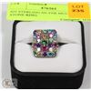 Image 1 : 925 STERLING SILVER MULTI COLOR STONE RING.