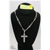 Image 1 : STERLING SILVER CRYSTAL ENCRUSTED CROSS WITH HEAVY