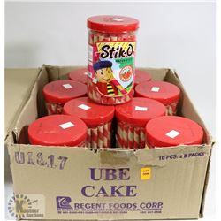 BOX OF STICK-O STRAWBERRY WAFER STICKS