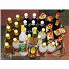 Image 1 : LARGE FLAT OF ASSORTED VINEGARS AND SOYA SAUCE