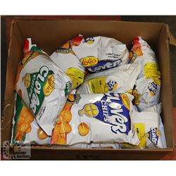 LARGE BOX OF ASSORTED CLOVER CHIPS, ON CHOICE