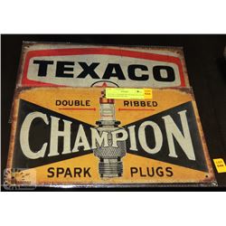 LOT OF 2 CHAMPION SPARK PLUGS & TEXACO MOTOR OIL