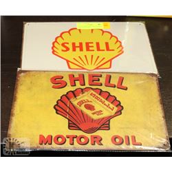 LOT OF 2 SHELL MOTOR OIL & SHELL GASOLINE 12"X8"