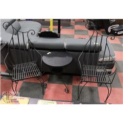 2 WROUGHT IRON CHAIRS AND TABLE 19"