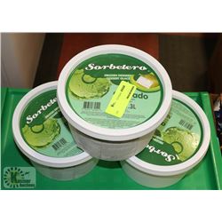 3 TUBS OF SORBETERO AVOCADO FLAVOUR FROZEN DESSERT