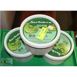 3 TUBS OF SORBETERO AVOCADO FLAVOUR FROZEN DESSERT