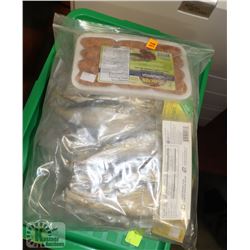BAG OF ASSORTED FROZEN MEATS INCLUDING FISH AND