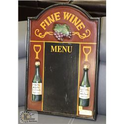LARGE 3D FINE WINES MENU SIGN 23" X16"