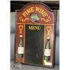 Image 1 : LARGE 3D FINE WINES MENU SIGN 23" X16"
