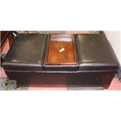 ESPRESSO LEATHER OTTOMAN WITH STORAGE
